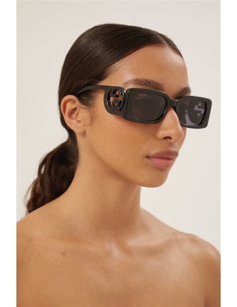 gucci black bold rectangular sunglasses|Gucci unisex fashion 54mm sunglasses.